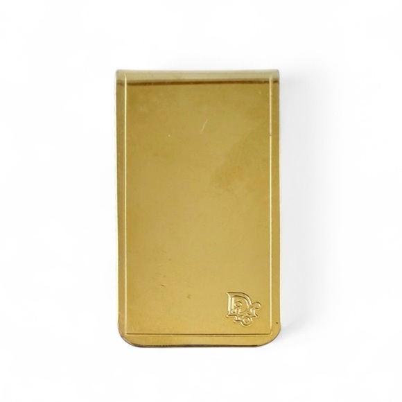 Vintage Christian Dior Logo Polished Goldtone Money Clip - Picture 1 of 6